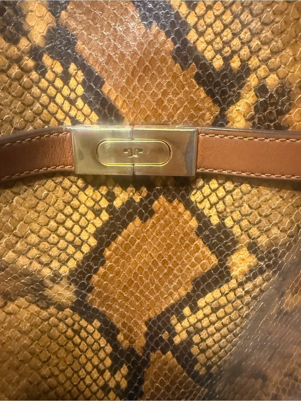 Tory Burch Lee Radziwill Double Bag Snake-Print embossed leather